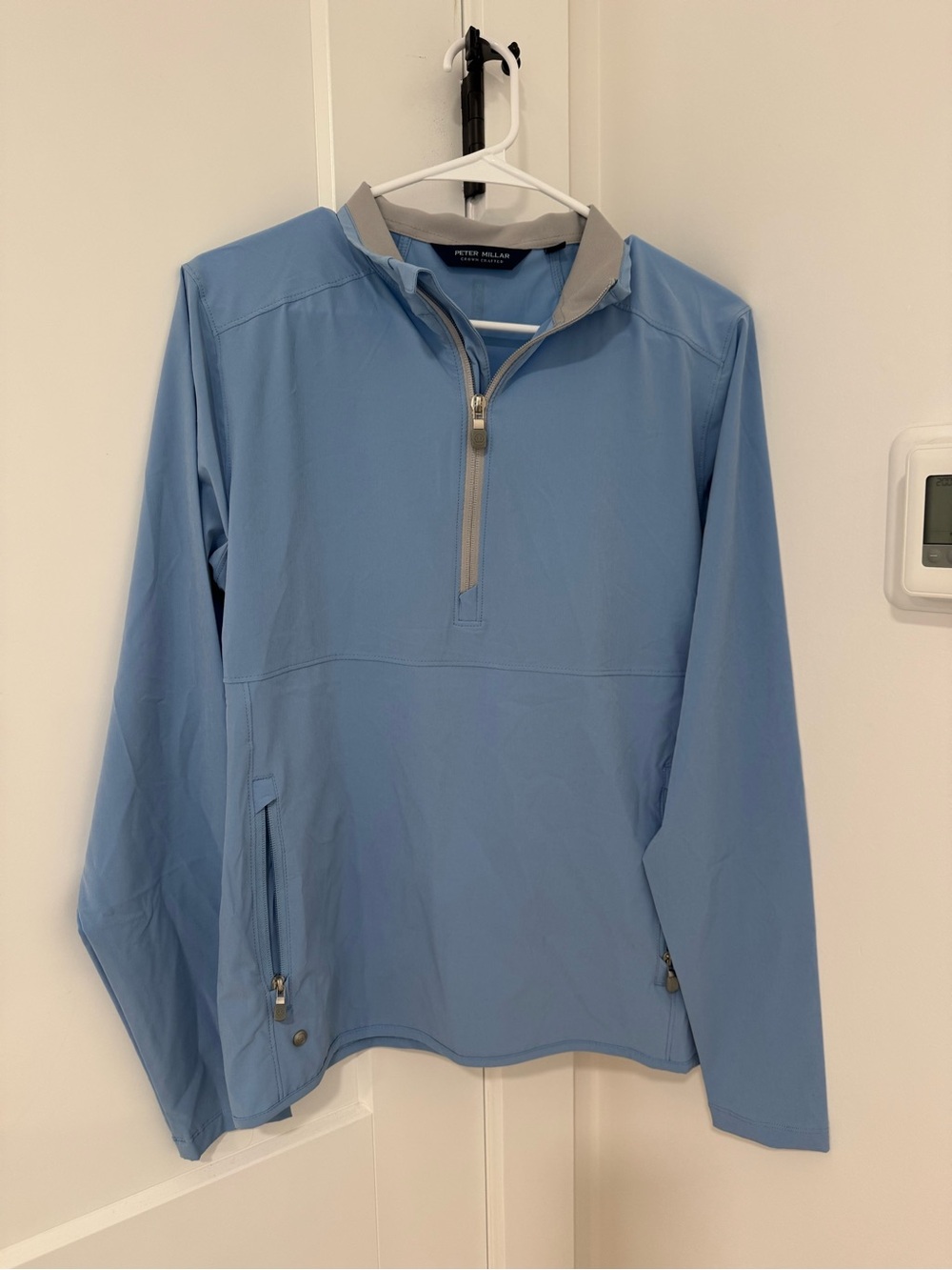 Peter Millar Sky Blue and Khaki Quarter-Zip Jacket